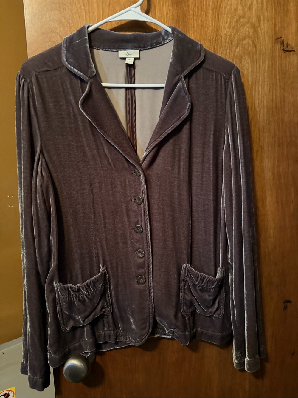 J. Jill Velvet Button-Front Blazer in Smoky Mauve
